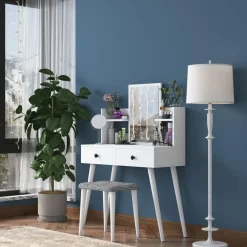 Arabic House Make-up Tafel Wit - 112cm - Incl. Kruk - Bulon Discount