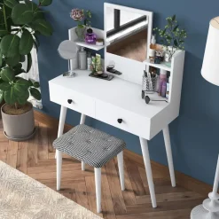 Arabic House Make-up Tafel Wit - 112cm - Incl. Kruk - Bulon Discount