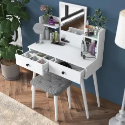 Arabic House Make-up Tafel Wit - 112cm - Incl. Kruk - Bulon Discount