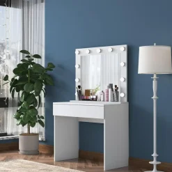 Arabic House Make-up Tafel Wit - 90cm - Incl. Spiegel - Bengisu Sale