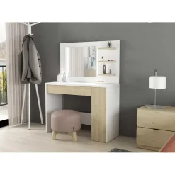 Trasman Make-uptafel Glamour met verlichting - wit/eik Discount