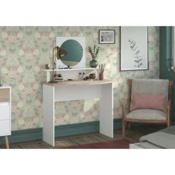 Parisot Make-uptafel Hardy-136cm-met spiegel-wit/eik New