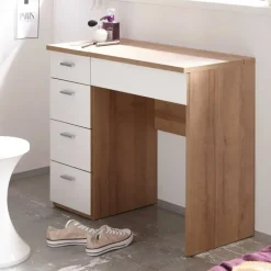 Emob Make-uptafel Loïs 90cm 1 deur & 4 lades - lichte eikdecor/wit Best