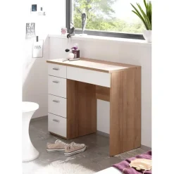 Emob Make-uptafel Loïs 90cm 1 deur & 4 lades - lichte eikdecor/wit Best