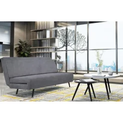 Dorel Home Mallory - Slaapbank 140 cm in antraciet fluweel