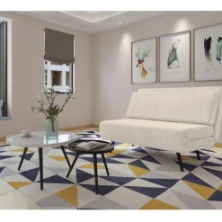 Dorel Home Mallory - Slaapbank 140 cm in crèmekleurige stof Outlet