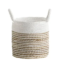 Leen Bakker Mand Bologna - naturel/wit - 30xØ28 cm Outlet