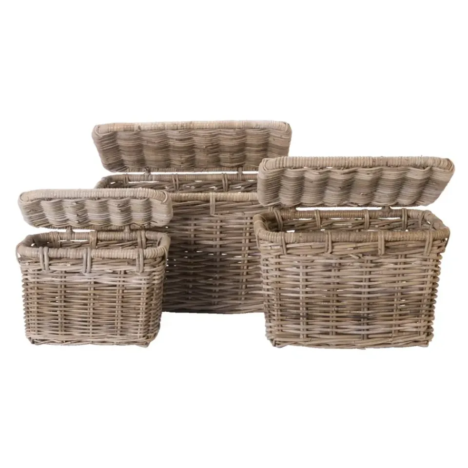 Leen Bakker Mand met deksel Meike - antiek grijs - 47x34x35 cm Online