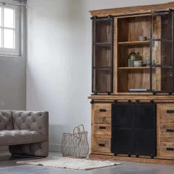 Mangohoutonline - Buffetkast Denver 200x220cm Recht Rechthoekig - Bruin - Mahom Online