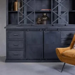 Mangohoutonline - Buffetkast Denver Black 200x220cm Rechthoekig - Zwart - Mahom Hot