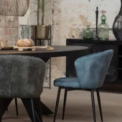 Mangohoutonline - Eettafel Tulsa Black 240x110cm Ovaal - Zwart - Mahom New