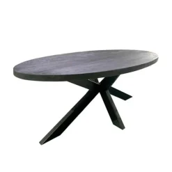 Mangohoutonline - Eettafel Tulsa Black 160x90cm Ovaal - Zwart - Mahom Sale