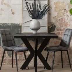 Mangohoutonline - Eettafel Memphis Black 140x90cm Rechthoekig - Zwart - Mahom Hot