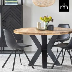Mangohoutonline - Eettafel Madison 150cm Rond - Bruin - Mahom Hot
