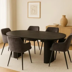 Mangohoutonline - Eettafel Chiara Black 180x100cm Rechthoekig - Zwart - Mahom Best