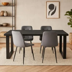 Mangohoutonline - Eettafel Britt Black 140x90cm Rechthoekig - Zwart - Mahom Outlet