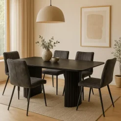 Mangohoutonline - Eettafel Lucia Black 240x110cm Rechthoekig - Zwart - Mahom Sale