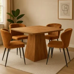 Mangohoutonline - Eettafel Nova Vierkant 110x110cm Vierkant - Bruin - Mahom New