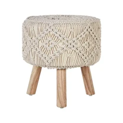 Beliani MANZAI - Voetenbank - Beige - 40 x cm - Katoen Outlet