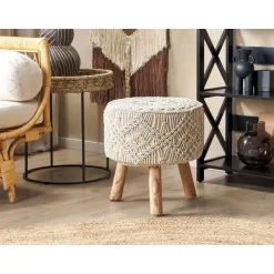 Beliani MANZAI - Voetenbank - Beige - 40 x cm - Katoen Outlet