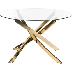Beliani MARAMO - Eettafel - Goud - ⌀120 cm - Veiligheidsglas Clearance