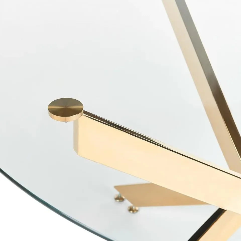Beliani MARAMO - Eettafel - Goud - ⌀120 cm - Veiligheidsglas Clearance