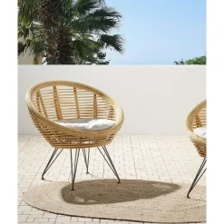 Beliani MARATEA - Tuinstoel set van 2 - Lichtbeige - Rotan Hot