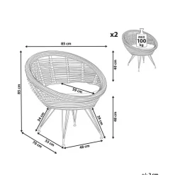 Beliani MARATEA - Tuinstoel set van 2 - Lichtbeige - Rotan Hot
