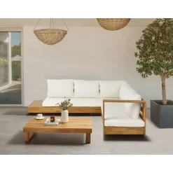 Leen Bakker MARETTIMO - Loungeset - Gebroken wit - Linkszijdig - Acaciahout