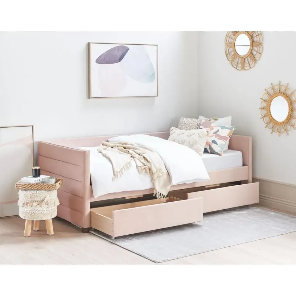 Beliani MARRAY - Slaapbank - Roze - 90 x 200 cm - Fluweel Sale