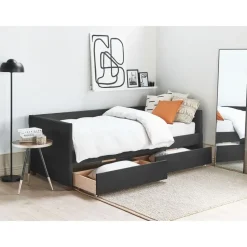 Beliani MARRAY - Slaapbank - Zwart - 90 x 200 cm - Fluweel Best