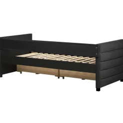 Beliani MARRAY - Slaapbank - Zwart - 90 x 200 cm - Fluweel Best