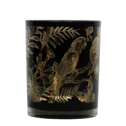 Mars & More Waxinelichthouder - zwart - glas - papegaai - 10 cm Sale