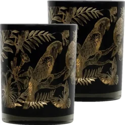 Mars & More Waxinelichthouder - zwart - glas - papegaai - 10 cm Sale