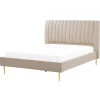 Beliani MARVILLE - Tweepersoonsbed - Beige - 160 x 200 cm - Fluweel Online