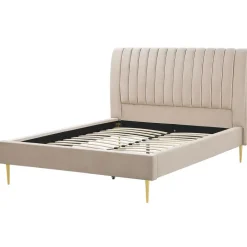 Beliani MARVILLE - Tweepersoonsbed - Beige - 160 x 200 cm - Fluweel Online