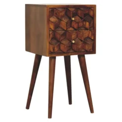 Artisan Furniture Massief Houten Eiken-achtige Kastanje Kubus Nachtkastje Sale