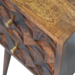 Artisan Furniture Massief Houten Eiken-achtige Kastanje Kubus Nachtkastje Sale