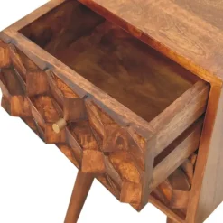 Artisan Furniture Massief Houten Eiken-achtige Kastanje Kubus Nachtkastje Sale