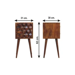 Artisan Furniture Massief Houten Eiken-achtige Kastanje Kubus Nachtkastje Sale