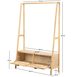 Nordlys Massief houten kledingrek met rieten zitting New