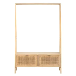 Nordlys Massief houten kledingrek met rieten zitting New