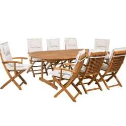 Beliani MAUI - Tuinset voor 8 - Lichte houtkleur/Cremewit - Acaciahout Best