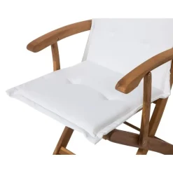 Beliani MAUI - Tuinset voor 8 - Lichte houtkleur/Cremewit - Acaciahout Best