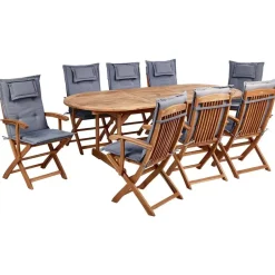 Beliani MAUI II - Tuinset voor 8 - Lichthout/Grafietgrijs - Acaciahout New