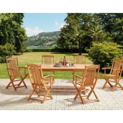 Beliani MAUI II - Tuinset voor 6 - Lichte houtkleur - Acaciahout Best