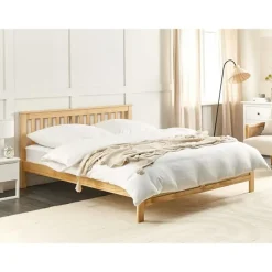 Beliani MAYENNE - Tweepersoonsbed - Lichtbruin - 140 x 200 cm - Dennenhout Outlet