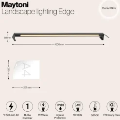 Maytoni Outdoor - Landschapsverlichting Edge - Zwart Discount