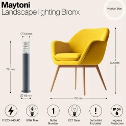 Maytoni Outdoor - Landschapsverlichting Bronx - Grijs - Ø15,5 Best