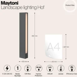 Maytoni Outdoor - Landschapsverlichting Hof - Grafiet Discount